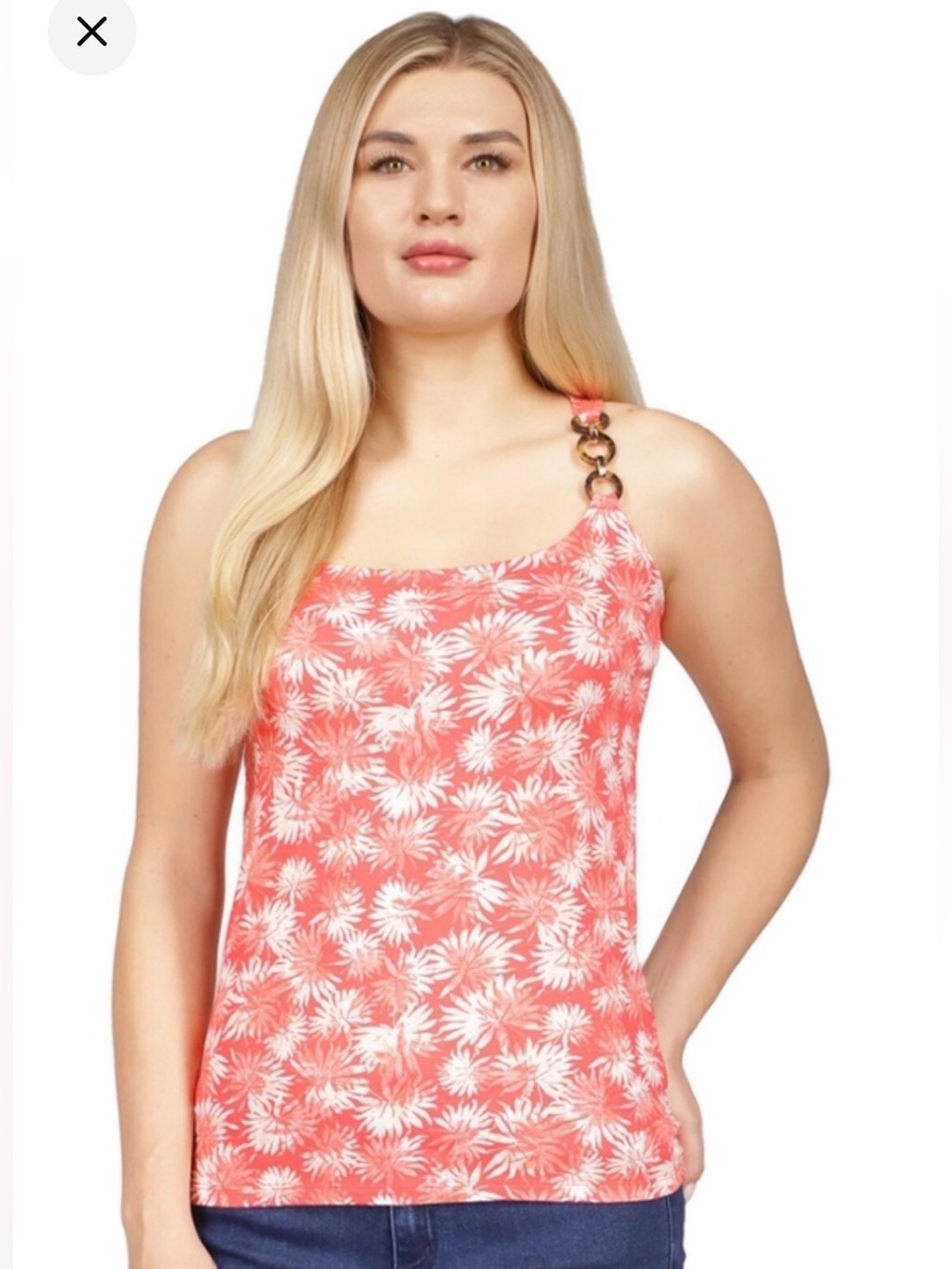 Michael Kors Coral Floral Camisole with Chain-Link Strap